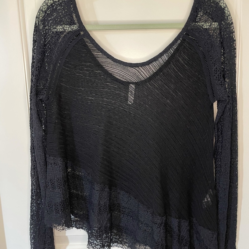 Black Knit Free People Blouse